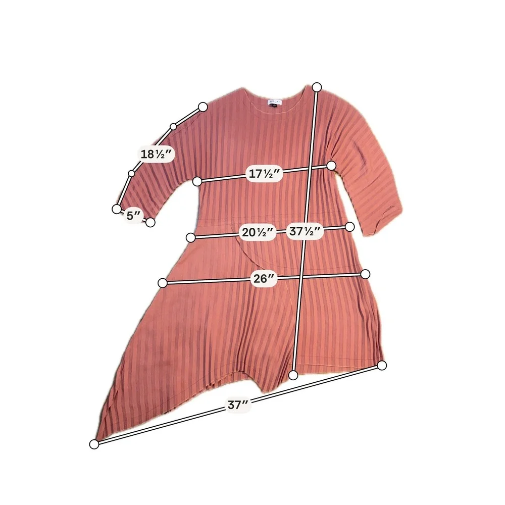 Delfi Collective Pleated Asymmetrical Dress Womens Large Rose Pink Excellent‎